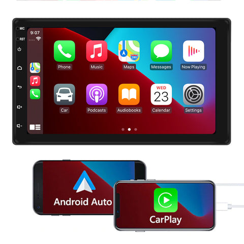 Car stereo manufacturer car video with wireless apple carplay and android auto universal double din 7 inch touch screen android 10.1 system support wifi bluetooth 5.0 navigation aux usb