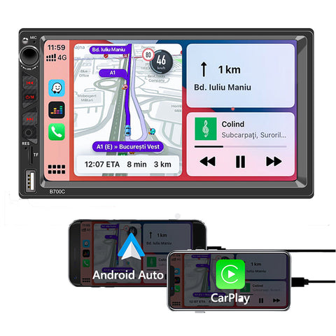 Car stereo manufacturer double din car stereo bluetooth 5.0 with carplay and android auto bluetooth 7 inch autoradio support fm radio AUX reversing camera input mirror link