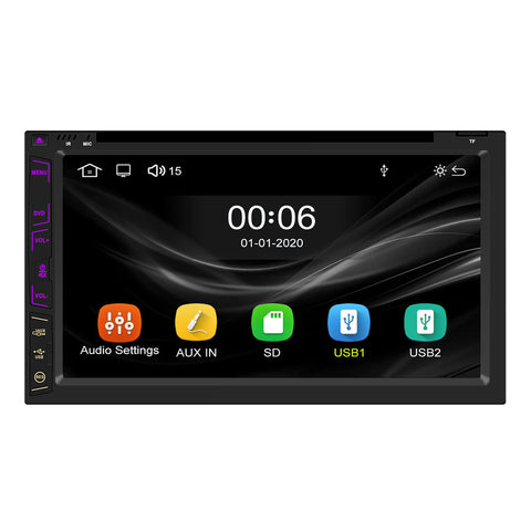 Car stereo factory car dvd player with apple carplay and android auto 7 inch capacitive touch screen double din car radio support bluetooth 5.0 mirror link usb charging aux camera input
